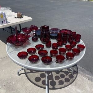 Elegant Red Glassware Set used